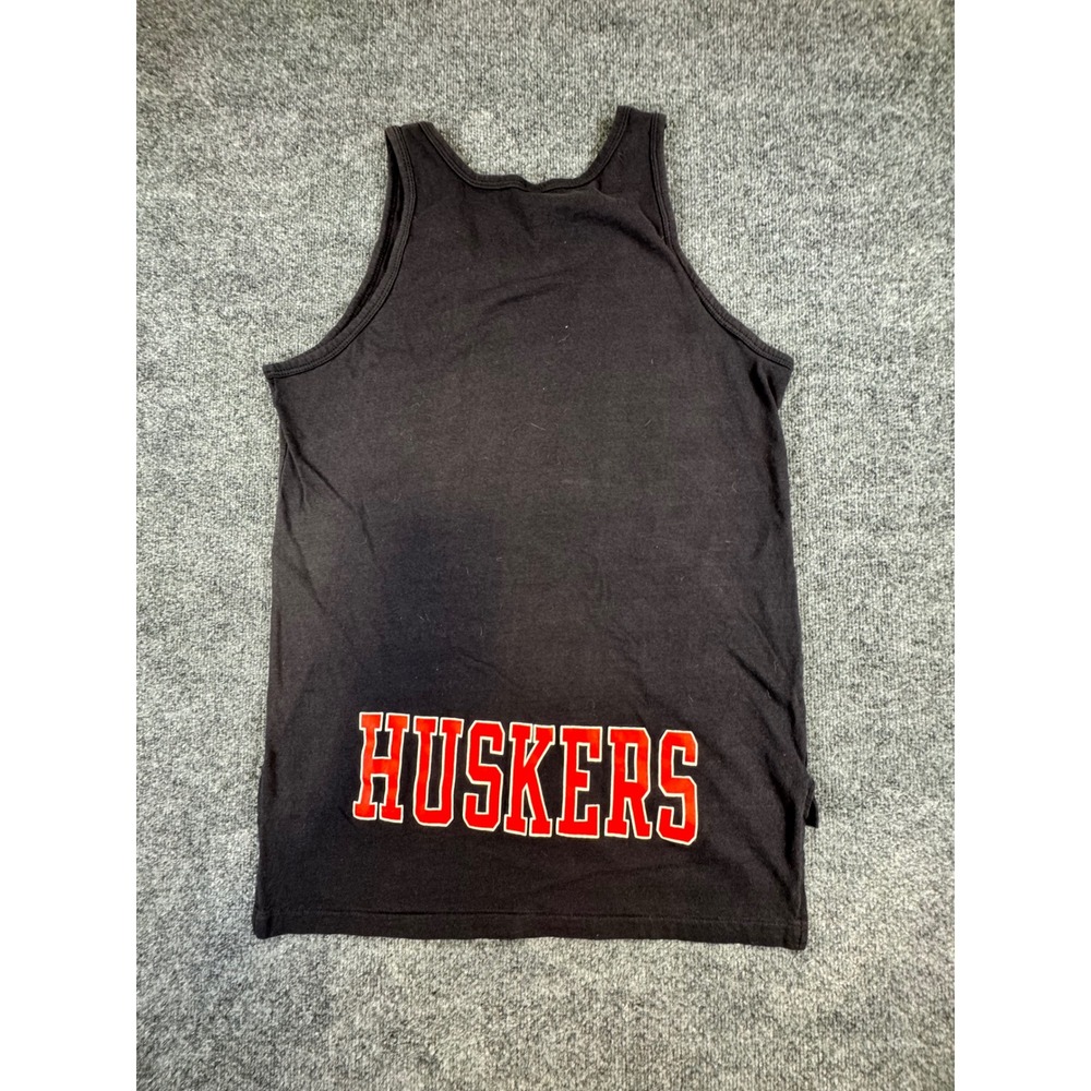 Vintage Artex Nebraska Huskers Tank Top Black Red Cotton Made in USA Large - Picture 2 of 6
